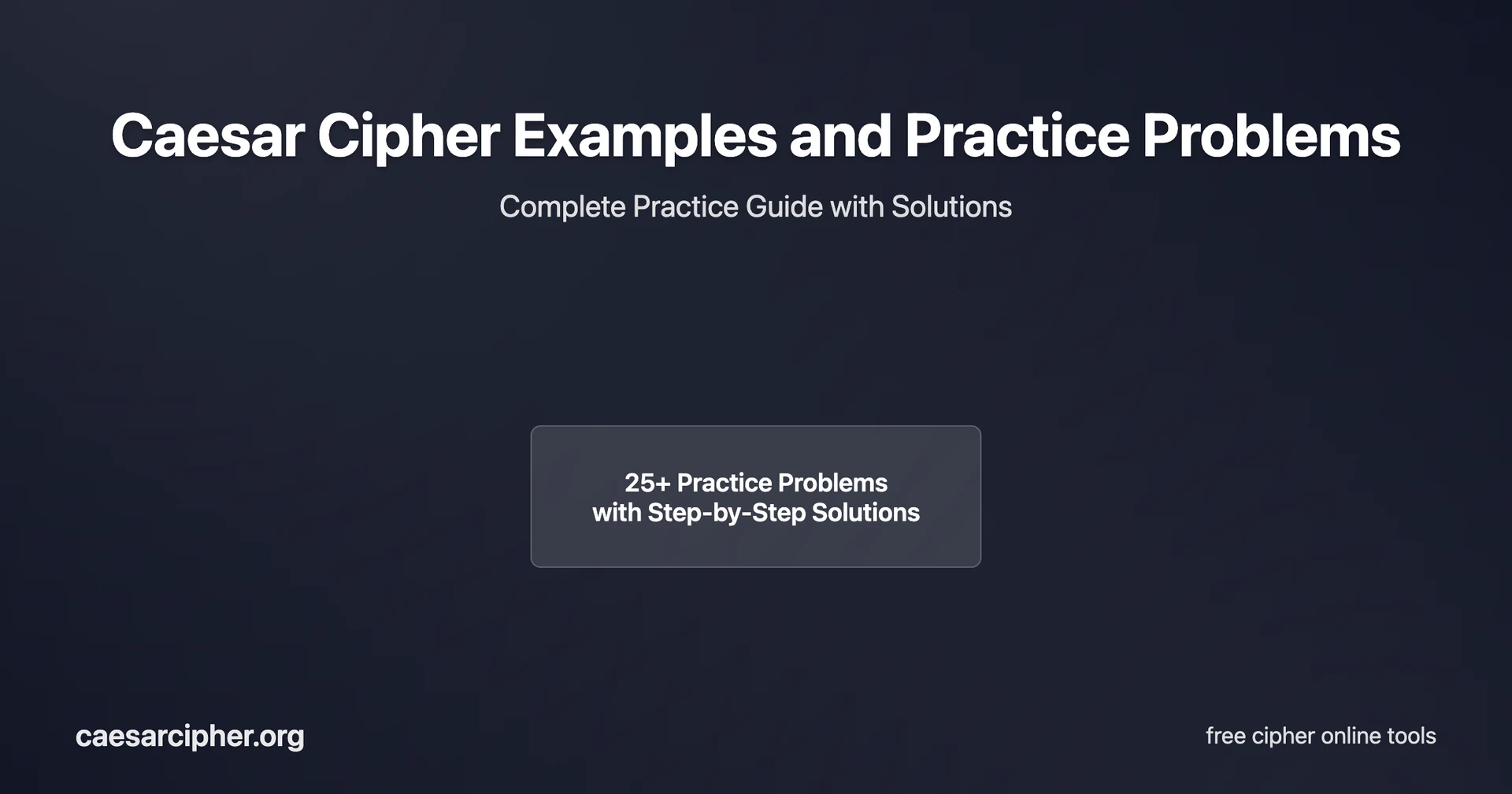 Caesar cipher examples cover displaying practice problems, step-by-step solutions, encryption examples, and decode challenges with clear answer formats