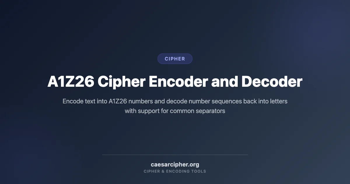 A1Z26 Cipher Encoder and Decoder | Caesar Cipher