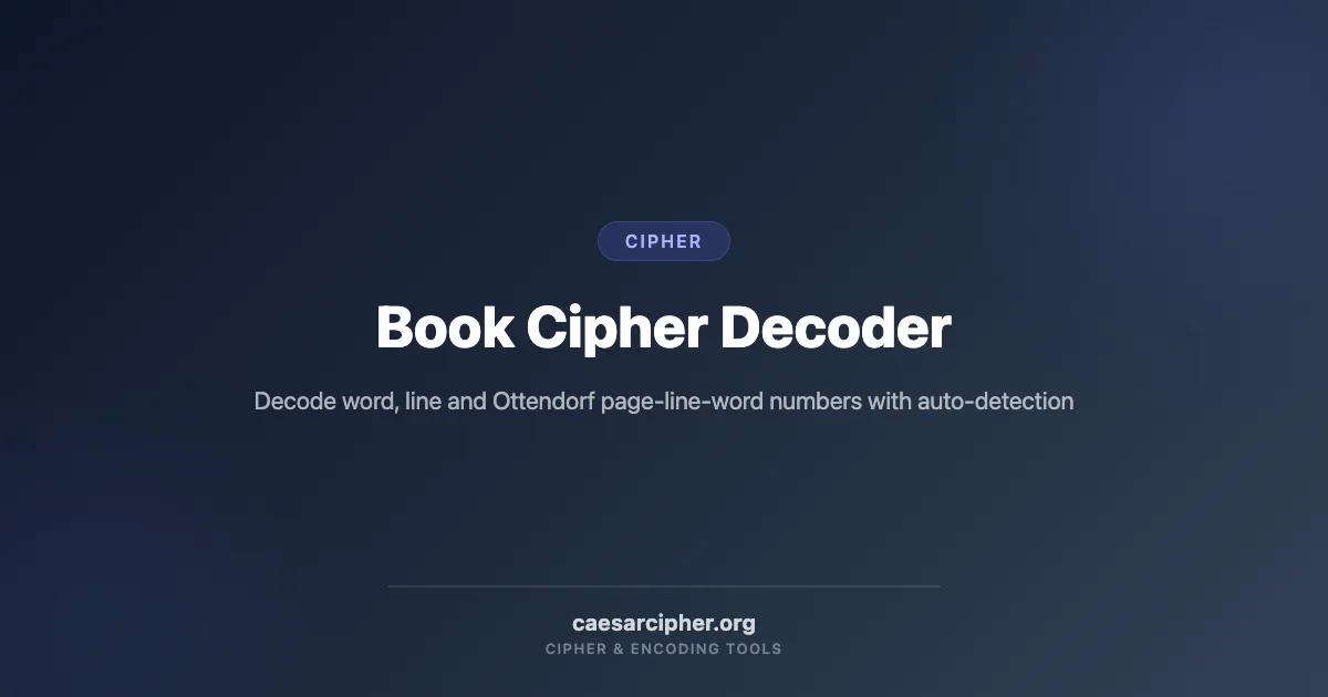 Book Cipher Decoder: Ottendorf & Beale Ciphers | Caesar Cipher